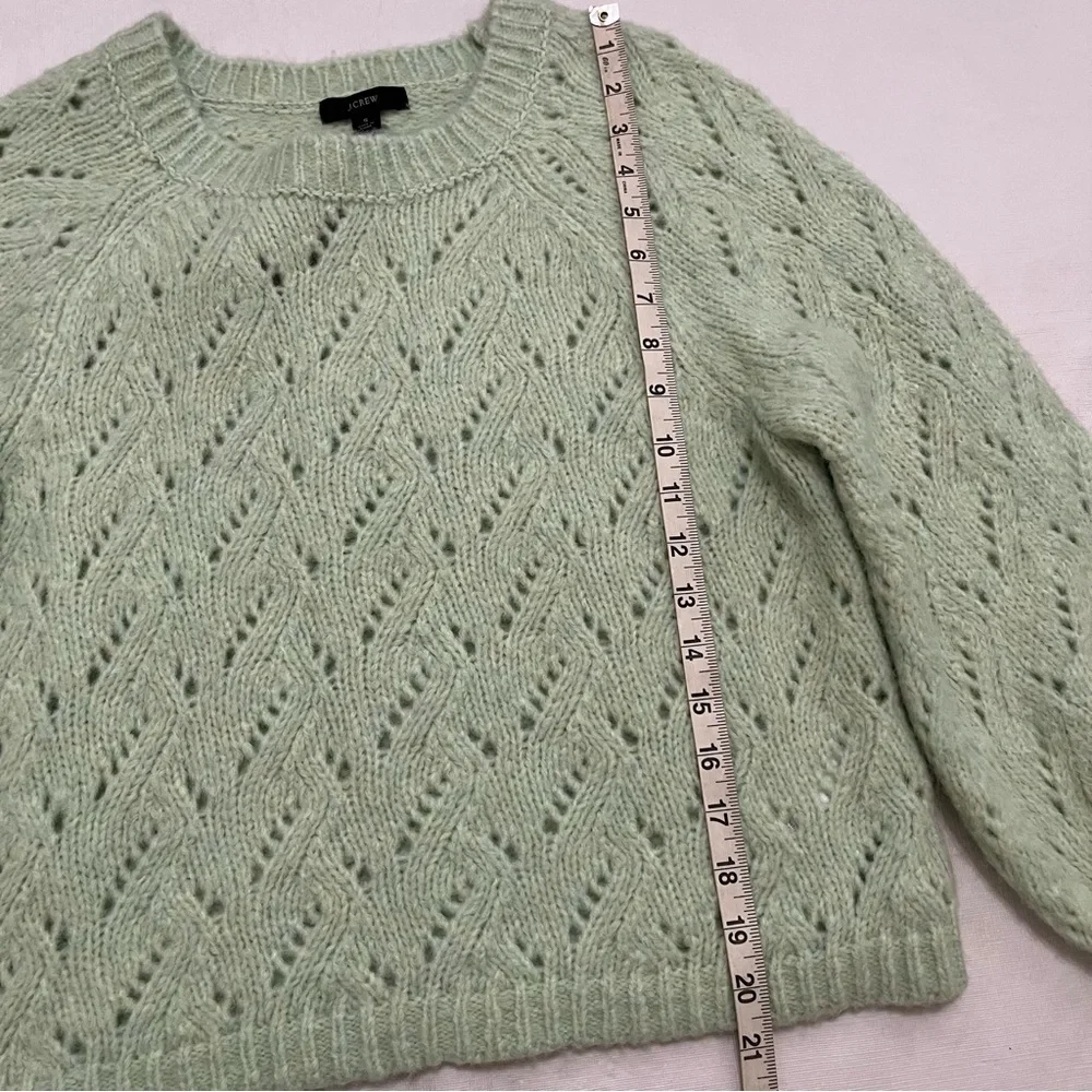 J. Crew Pointelle Crewneck Sweater Heather Honeydew NWT